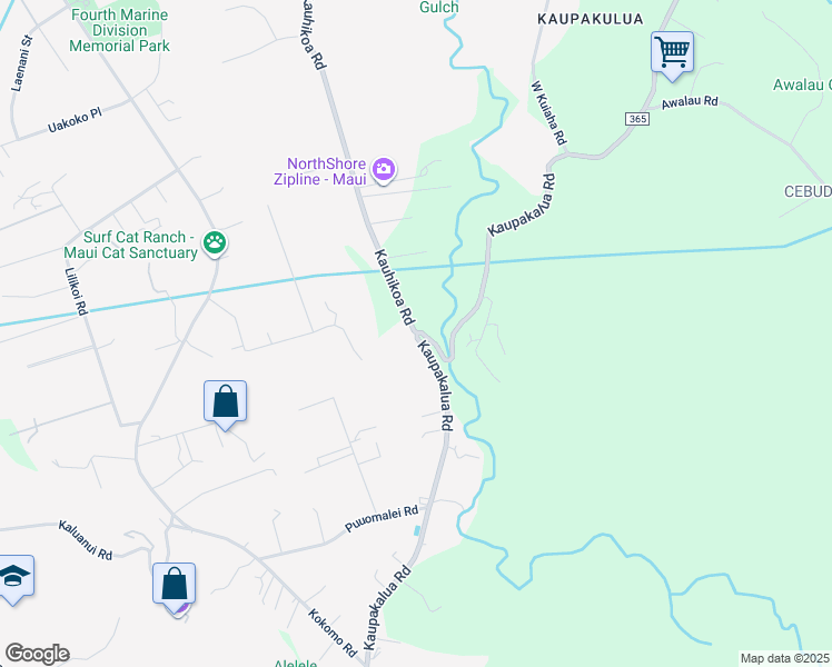 map of restaurants, bars, coffee shops, grocery stores, and more near Kaupakalua Road in Maui County