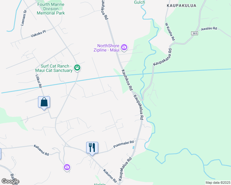 map of restaurants, bars, coffee shops, grocery stores, and more near 2555 Lemi Place in Haiku-Pauwela