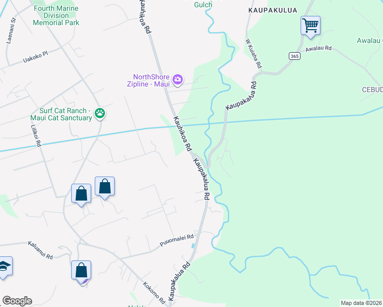 map of restaurants, bars, coffee shops, grocery stores, and more near 2428 Kauhikoa Road in Haiku-Pauwela