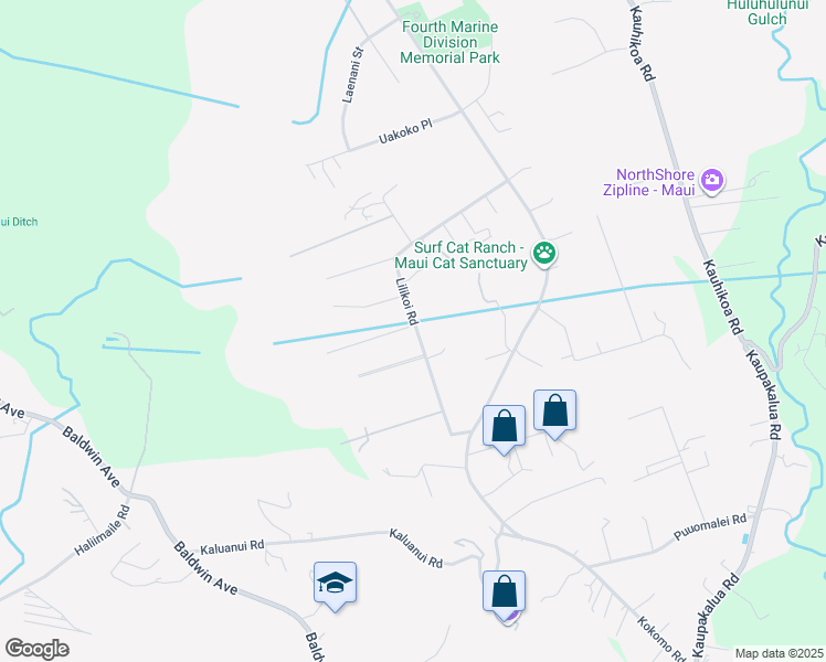 map of restaurants, bars, coffee shops, grocery stores, and more near 2226 Lilikoi Road in Haiku-Pauwela