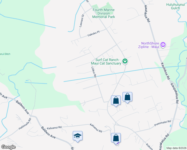 map of restaurants, bars, coffee shops, grocery stores, and more near 2246 Lilikoi Road in Haiku-Pauwela