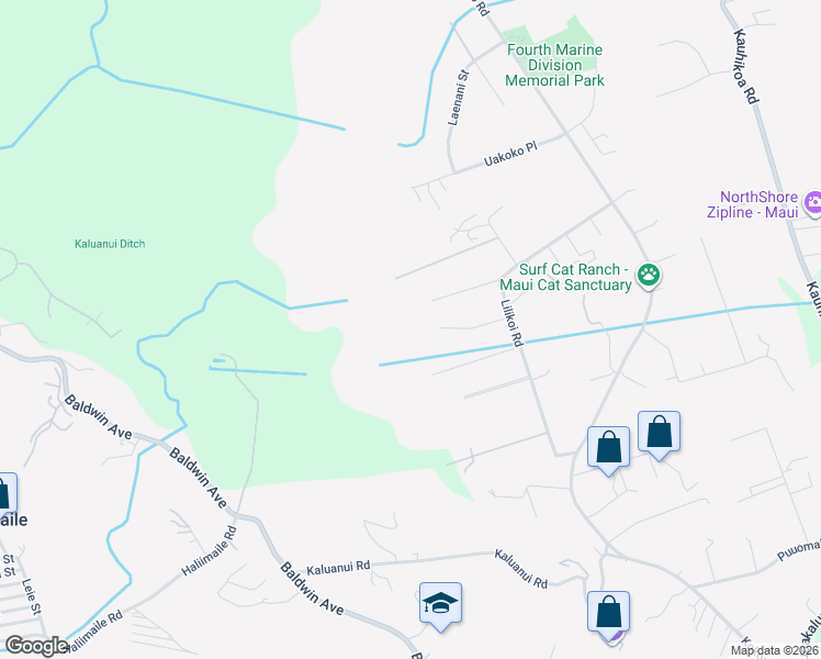 map of restaurants, bars, coffee shops, grocery stores, and more near 2278 Lilikoi Road in Haiku-Pauwela