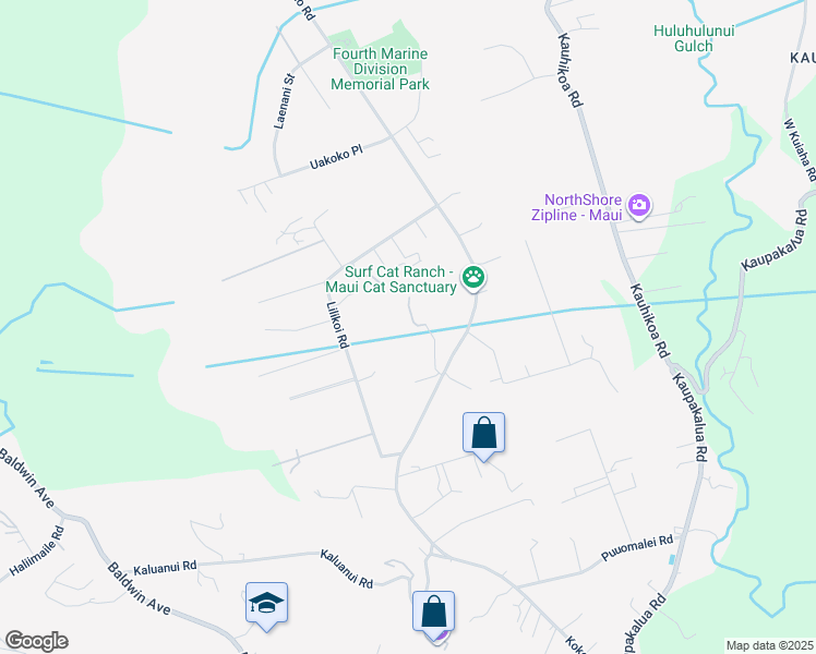 map of restaurants, bars, coffee shops, grocery stores, and more near 2419 Nehe Place in Haiku-Pauwela