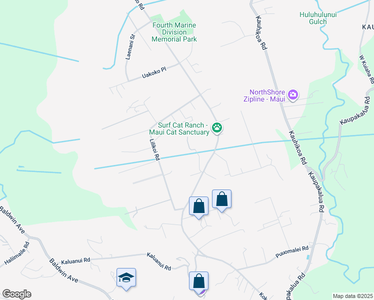 map of restaurants, bars, coffee shops, grocery stores, and more near 2419 Nehe Place in Haiku-Pauwela