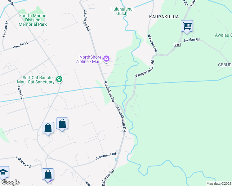 map of restaurants, bars, coffee shops, grocery stores, and more near 2249 Kauhikoa Road in Haiku-Pauwela