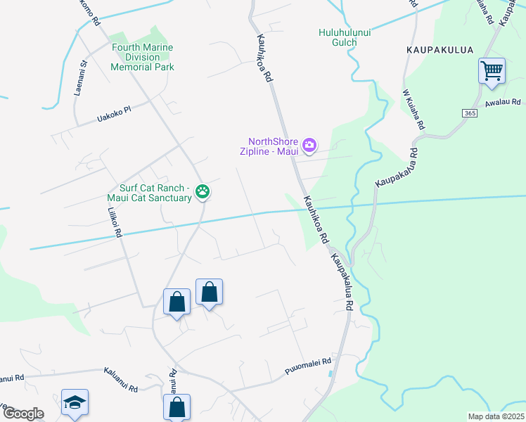 map of restaurants, bars, coffee shops, grocery stores, and more near 2215 Apala Place in Haiku-Pauwela