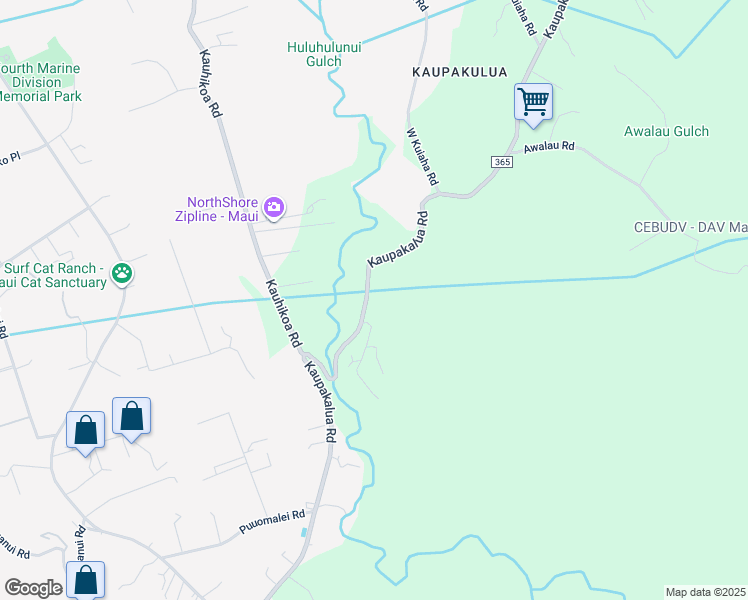 map of restaurants, bars, coffee shops, grocery stores, and more near 2229 Kaupakalua Road in Maui County