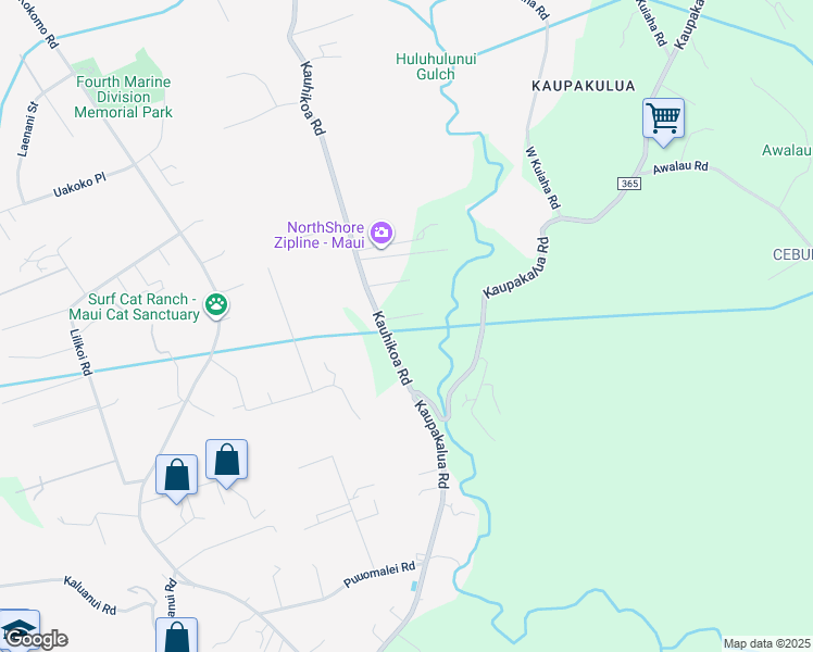 map of restaurants, bars, coffee shops, grocery stores, and more near 2205 Kauhikoa Road in Haiku-Pauwela