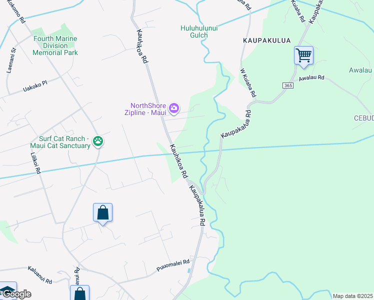 map of restaurants, bars, coffee shops, grocery stores, and more near 2205 Kauhikoa Road in Haiku-Pauwela