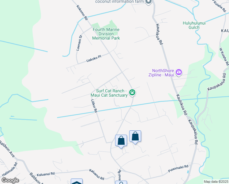map of restaurants, bars, coffee shops, grocery stores, and more near 2397 Lilikoi Road in Haiku-Pauwela