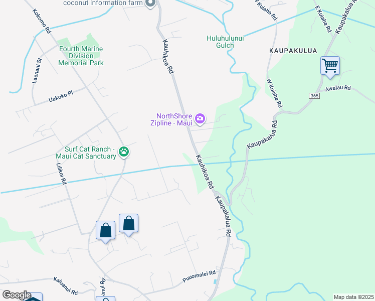 map of restaurants, bars, coffee shops, grocery stores, and more near 2160 Kauhikoa Road in Haiku-Pauwela