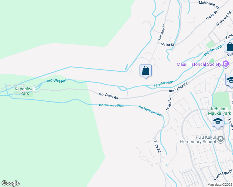 map of restaurants, bars, coffee shops, grocery stores, and more near 330 Iao Valley Road in Wailuku