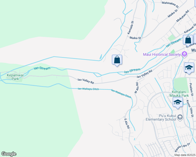 map of restaurants, bars, coffee shops, grocery stores, and more near 326 Iao Valley Road in Wailuku