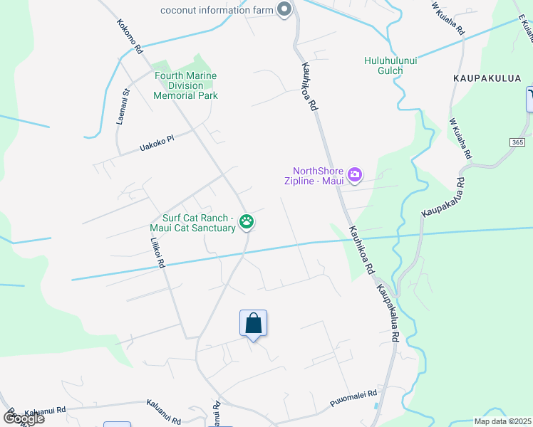 map of restaurants, bars, coffee shops, grocery stores, and more near 2165 Kokomo Road in Haiku-Pauwela