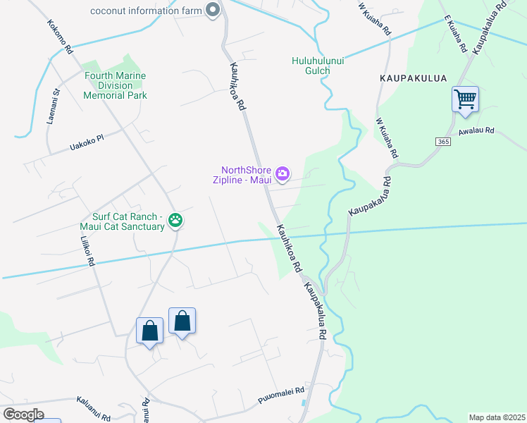 map of restaurants, bars, coffee shops, grocery stores, and more near 2130 Kauhikoa Road in Haiku-Pauwela