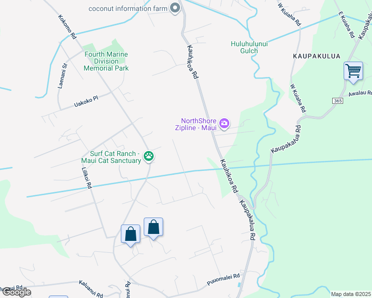 map of restaurants, bars, coffee shops, grocery stores, and more near 2165 Apala Place in Haiku-Pauwela