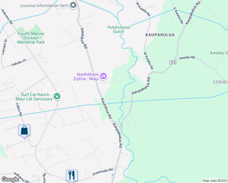 map of restaurants, bars, coffee shops, grocery stores, and more near 60 Nohea Place in Haiku-Pauwela