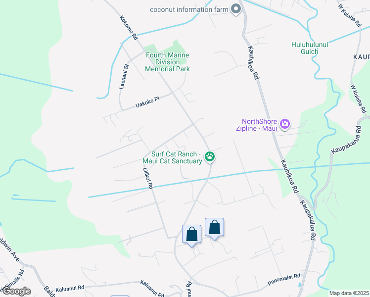 map of restaurants, bars, coffee shops, grocery stores, and more near 2425 Lilikoi Road in Haiku-Pauwela