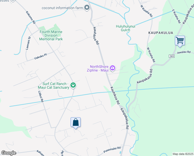 map of restaurants, bars, coffee shops, grocery stores, and more near 2118 Kauhikoa Road in Haiku-Pauwela