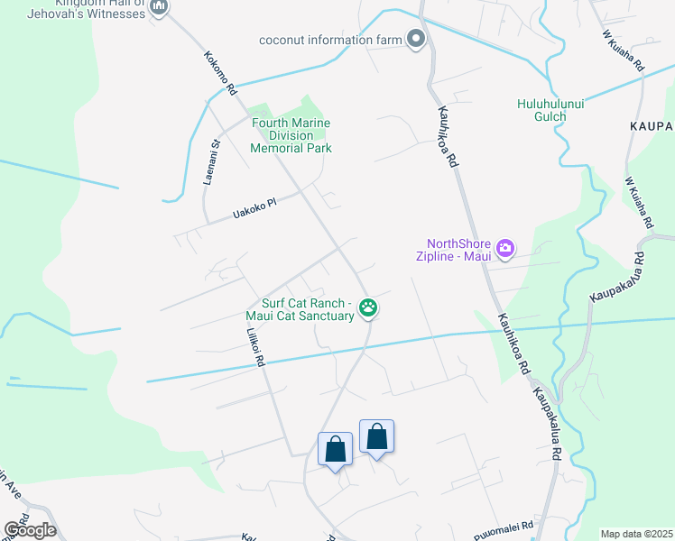 map of restaurants, bars, coffee shops, grocery stores, and more near 2481 Lilikoi Road in Haiku-Pauwela