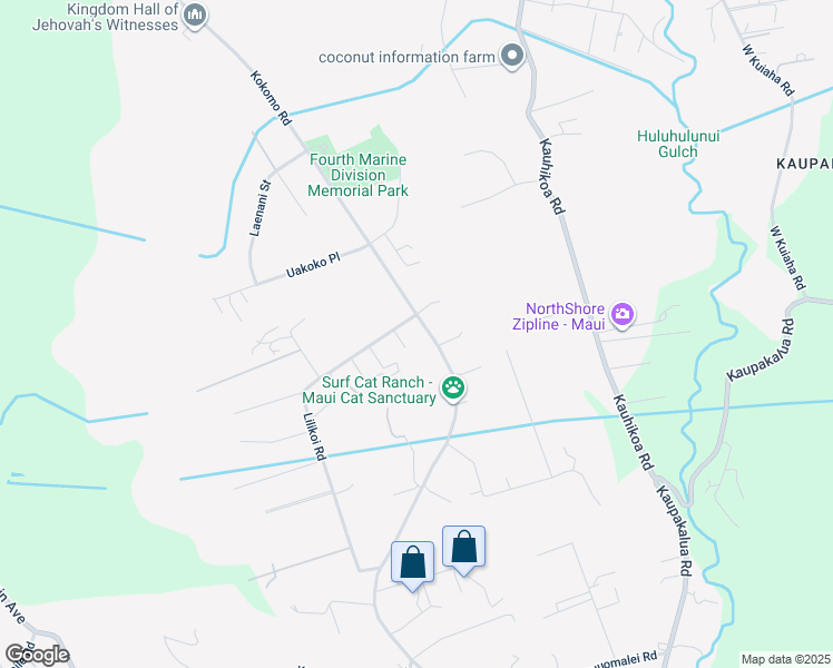 map of restaurants, bars, coffee shops, grocery stores, and more near 2481 Lilikoi Road in Haiku-Pauwela