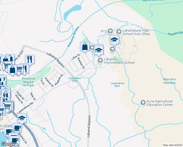 map of restaurants, bars, coffee shops, grocery stores, and more near 802 Hookahua Street in Lahaina