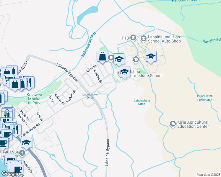 map of restaurants, bars, coffee shops, grocery stores, and more near 802 Hookahua Street in Lahaina