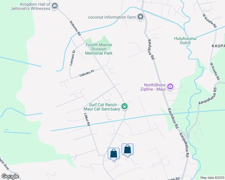 map of restaurants, bars, coffee shops, grocery stores, and more near 262 Hekuawa Street in Haiku-Pauwela