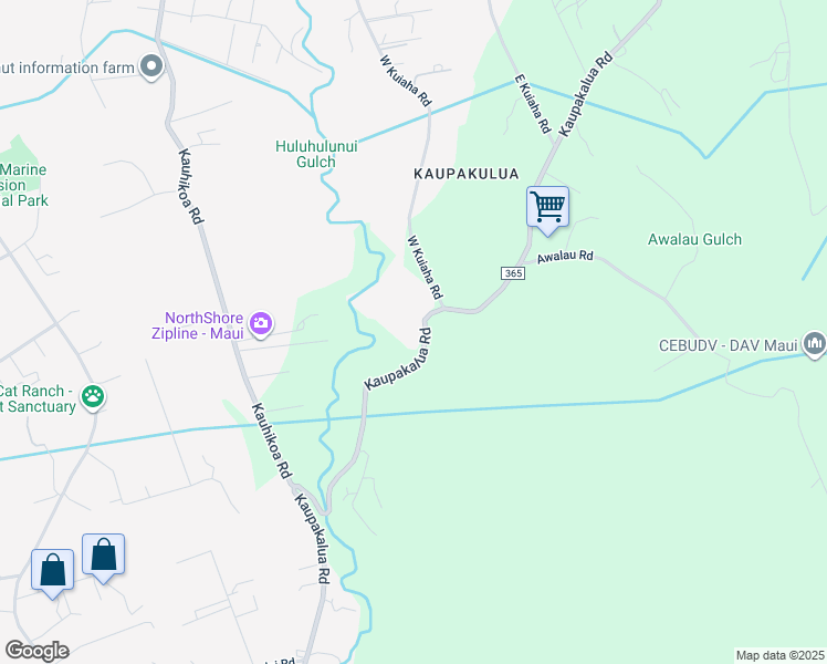 map of restaurants, bars, coffee shops, grocery stores, and more near 2050 Kaupakalua Road in Haiku-Pauwela