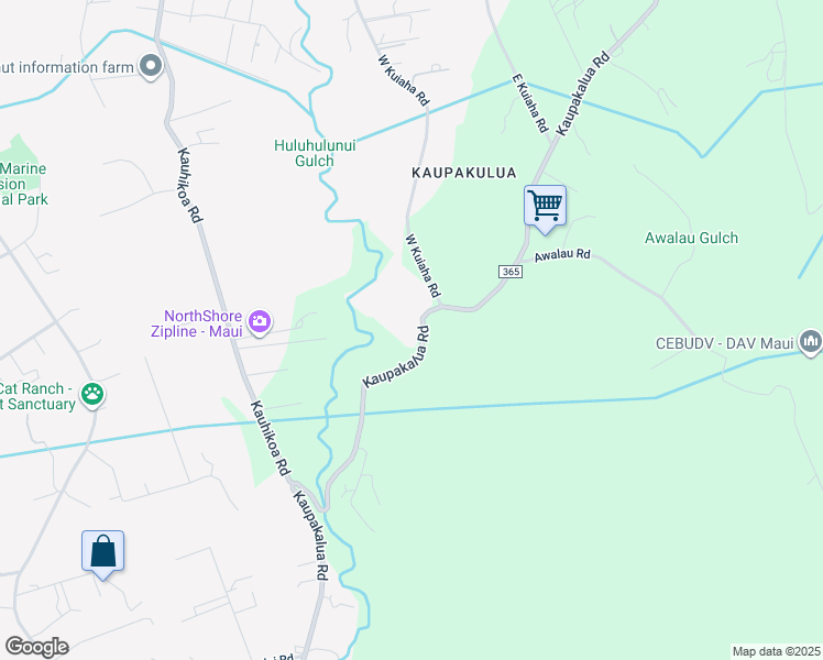 map of restaurants, bars, coffee shops, grocery stores, and more near 2050 Kaupakalua Road in Maui County