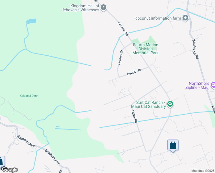 map of restaurants, bars, coffee shops, grocery stores, and more near 207 Uakoko Place in Haiku-Pauwela