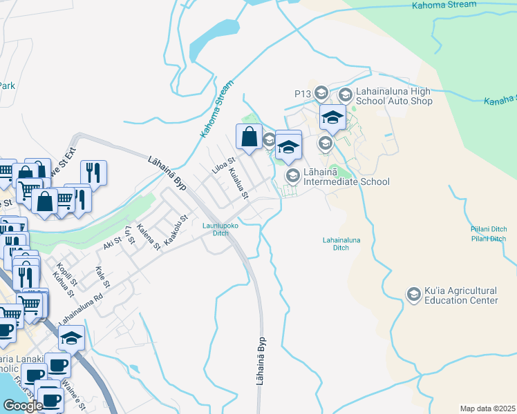 map of restaurants, bars, coffee shops, grocery stores, and more near 784 Kuialua Street in Lahaina