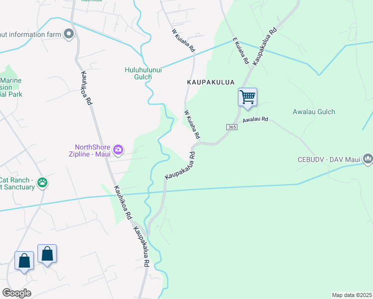 map of restaurants, bars, coffee shops, grocery stores, and more near 2050 Kaupakalua Road in Haiku-Pauwela