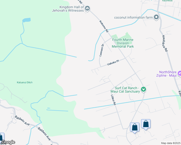map of restaurants, bars, coffee shops, grocery stores, and more near 207 Uakoko Place in Haiku-Pauwela