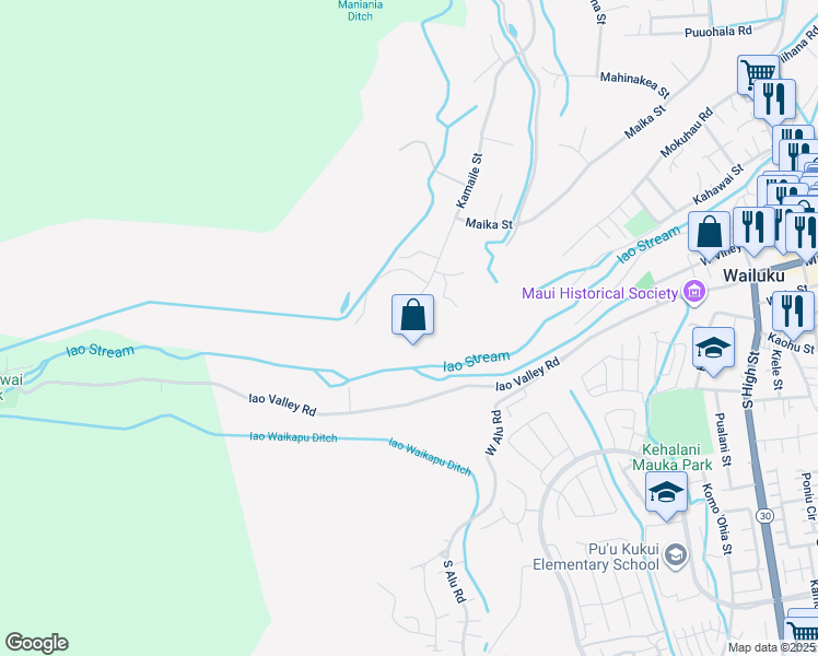 map of restaurants, bars, coffee shops, grocery stores, and more near 2879 Kamaile Street in Wailuku