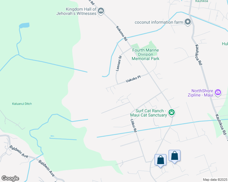 map of restaurants, bars, coffee shops, grocery stores, and more near 183 Uakoko Place in Haiku-Pauwela