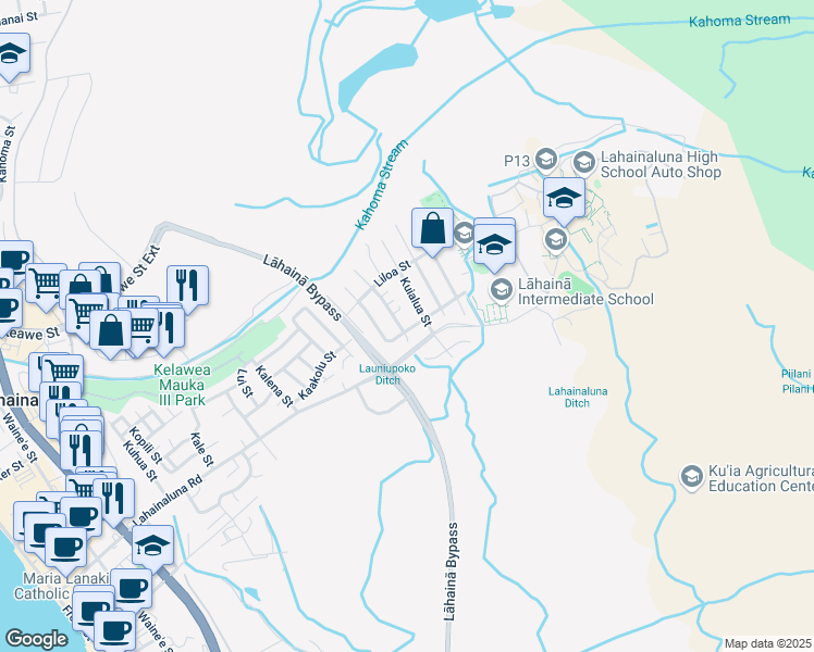 map of restaurants, bars, coffee shops, grocery stores, and more near 813 South Hopoe Place in Lahaina