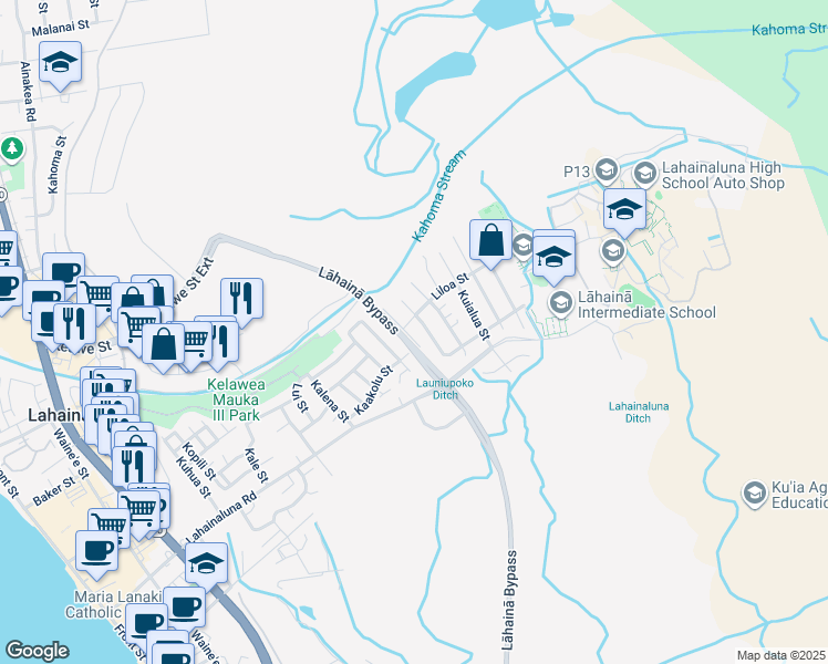 map of restaurants, bars, coffee shops, grocery stores, and more near 866 South Hakau Place in Lahaina