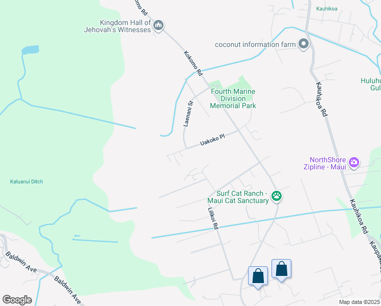 map of restaurants, bars, coffee shops, grocery stores, and more near 145 Uakoko Place in Haiku-Pauwela