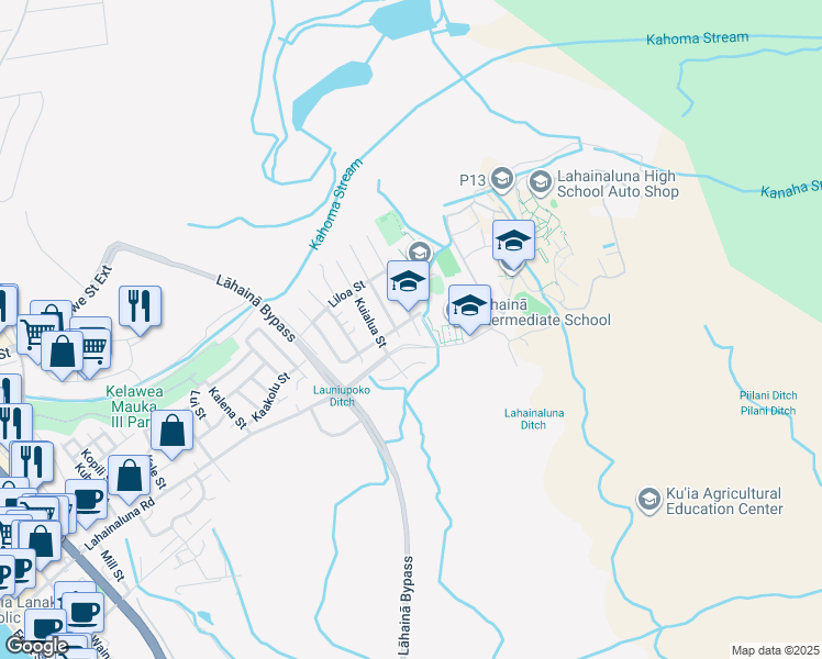 map of restaurants, bars, coffee shops, grocery stores, and more near 815 South Niheu Street in Lahaina