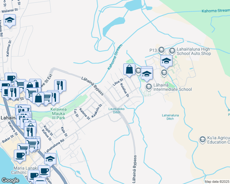 map of restaurants, bars, coffee shops, grocery stores, and more near 857 Hopoe Street in Lahaina