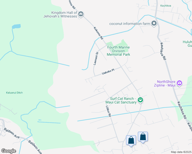 map of restaurants, bars, coffee shops, grocery stores, and more near 145 Uakoko Place in Haiku-Pauwela