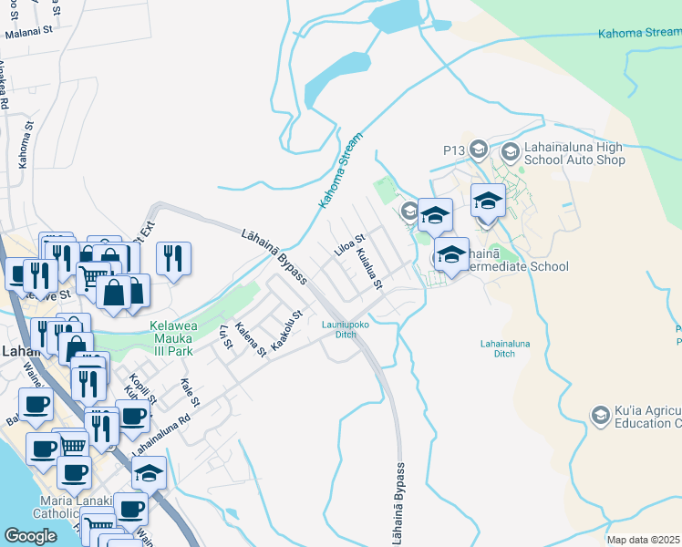 map of restaurants, bars, coffee shops, grocery stores, and more near 857 Hopoe Street in Lahaina