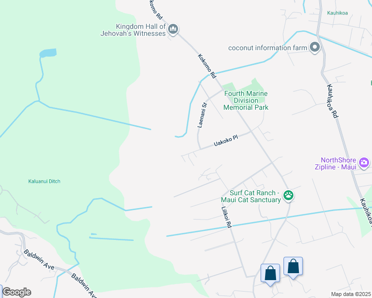 map of restaurants, bars, coffee shops, grocery stores, and more near 182 Uakoko Place in Haiku-Pauwela