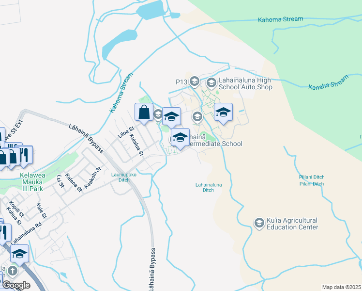 map of restaurants, bars, coffee shops, grocery stores, and more near 871 Lahainaluna Road in Lahaina