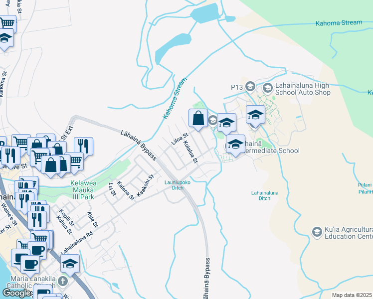 map of restaurants, bars, coffee shops, grocery stores, and more near 840 Hopoe Street in Lahaina