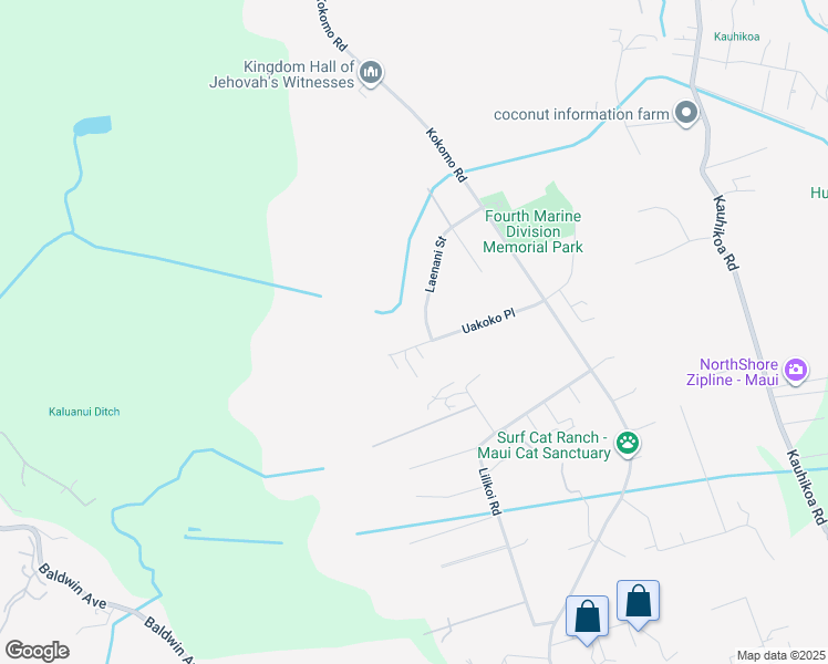 map of restaurants, bars, coffee shops, grocery stores, and more near 160 Uakoko Place in Haiku-Pauwela