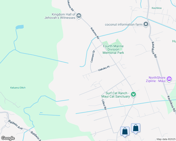 map of restaurants, bars, coffee shops, grocery stores, and more near 160 Uakoko Place in Haiku-Pauwela