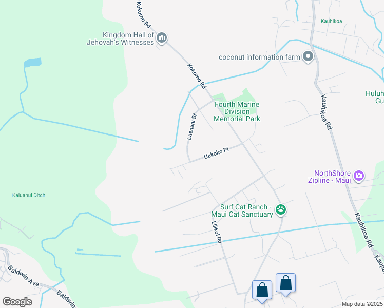 map of restaurants, bars, coffee shops, grocery stores, and more near 134 Uakoko Place in Haiku-Pauwela
