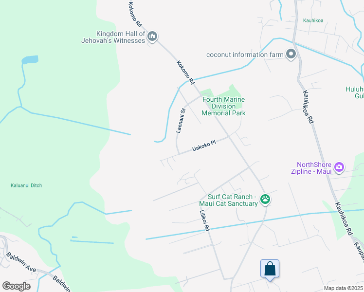 map of restaurants, bars, coffee shops, grocery stores, and more near 134 Uakoko Place in Haiku-Pauwela